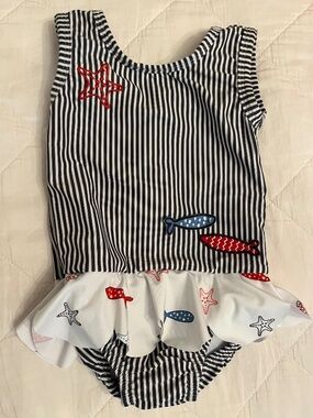 Adorable Bella Bliss nautical girls swimsuit -like new